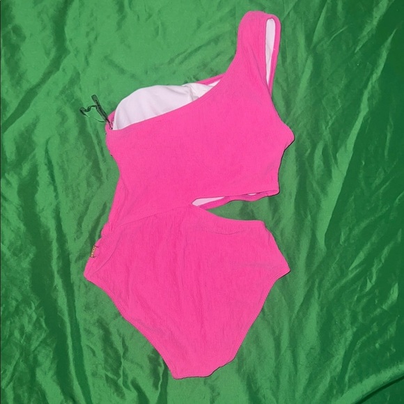 Michael by Michael Kors Pink One-Shoulder Swimsuit size 10 - Picture 2 of 6